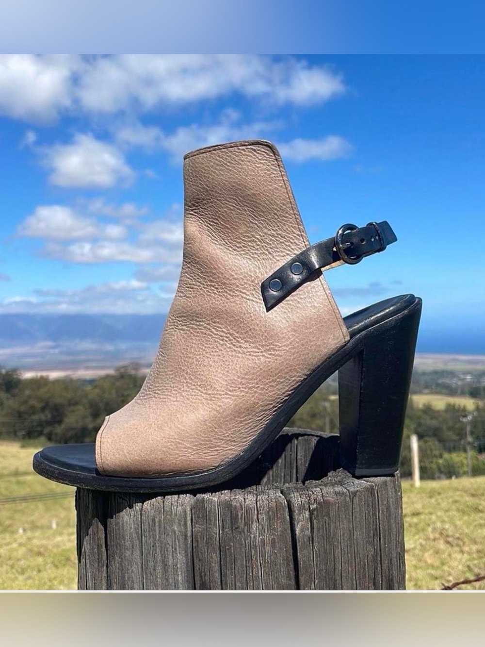 Rag & Bone Wyatt Sandal Steel Grey Leather peep toe Bootie Size 38.5